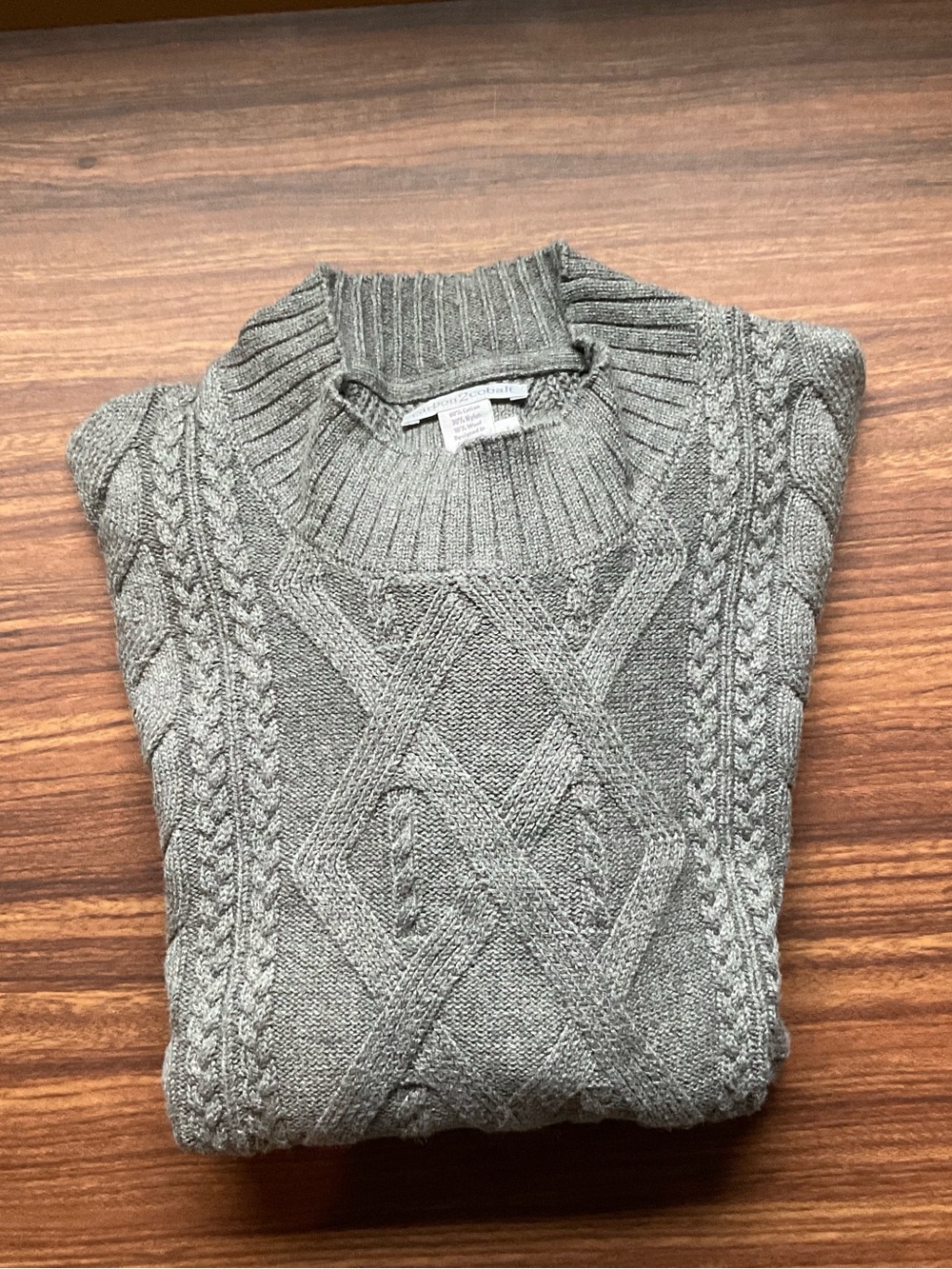 Women’s Grey Cable Knit Sweater - Classic Crew